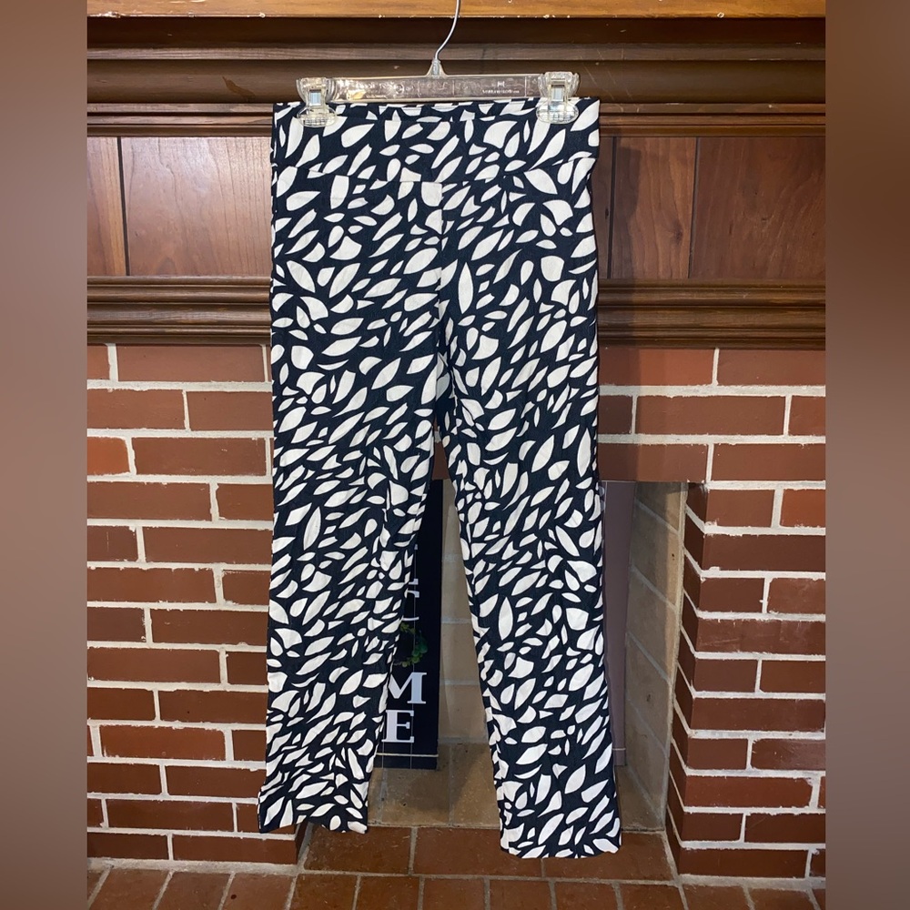 Black and White Leaf Pattern Pants